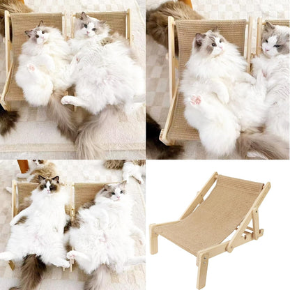 Sisal Cat Scratcher Bed with Adjustable 4-Position for Cats Scratcher Lounge, 2 in 1 Cat Sisal Chair for Indoor Cats Hammock for Scratching Pad, Natural Lounger Chair